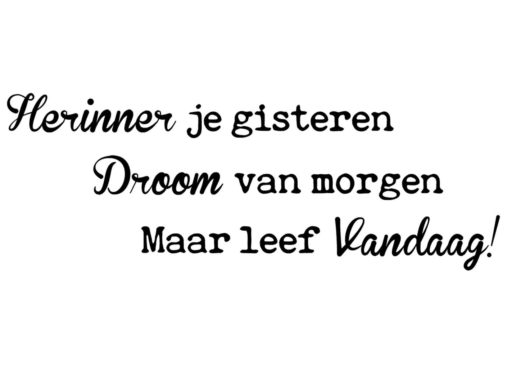 Muursticker "Herinner je gisteren, droom van maar