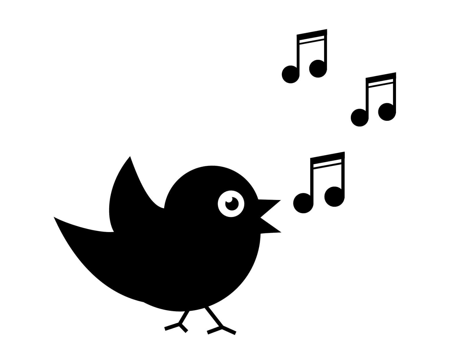 Muursticker zingend vogeltje met muzieknootjes Muursticker zingend vogeltje met muzieknootjes