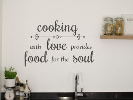 Muursticker Cooking with love provides food for the soul