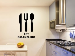 Muursticker Eet smakelijk met bestek