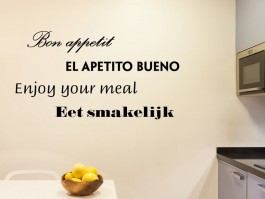 Muursticker Bon Appetit, El apetito bueno, Enjoy your meal, Eet smakelijk