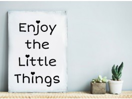 Muursticker Enjoy The Little Things met hartjes