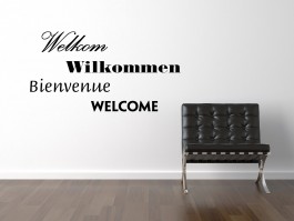 Muursticker Welkom, Wilkommen, Bienvenue, Welcome