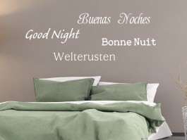 Muursticker Welterusten, Good Night, Buenas Noches, Bonne Nuit