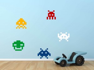 Muursticker Space Invaders