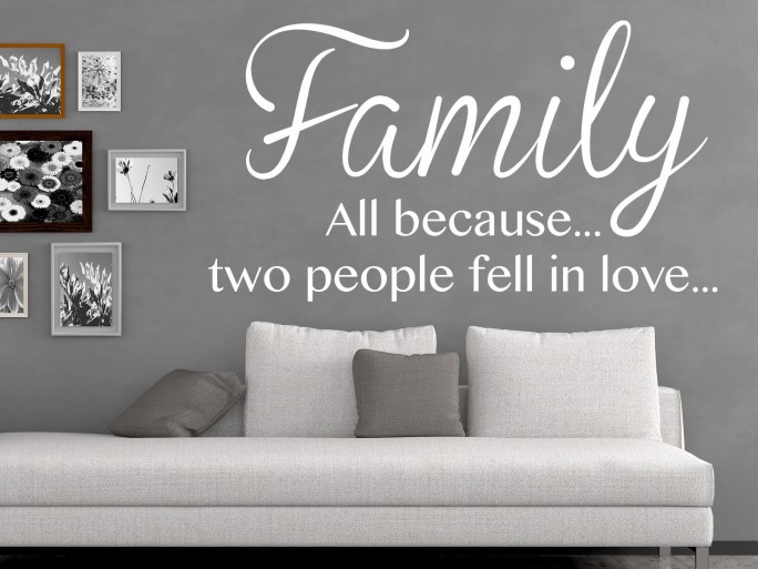 Muursticker "Family, all because... two people fell in love..."