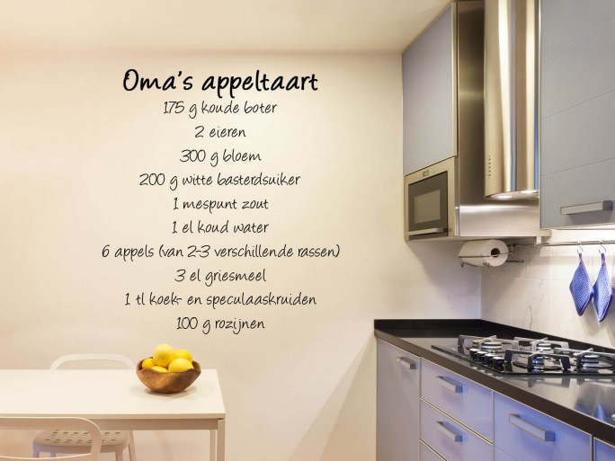 Muursticker recept "oma's appeltaart"