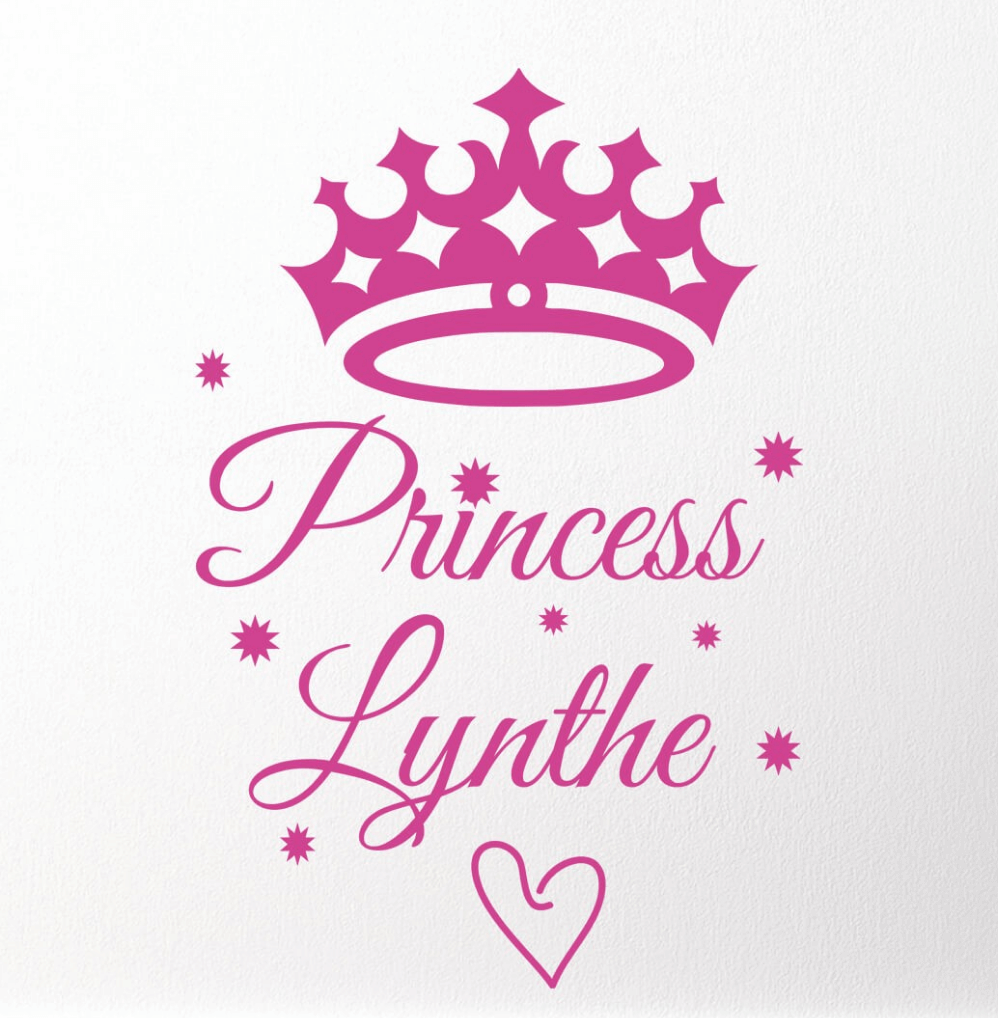 Muursticker met prinses en naam